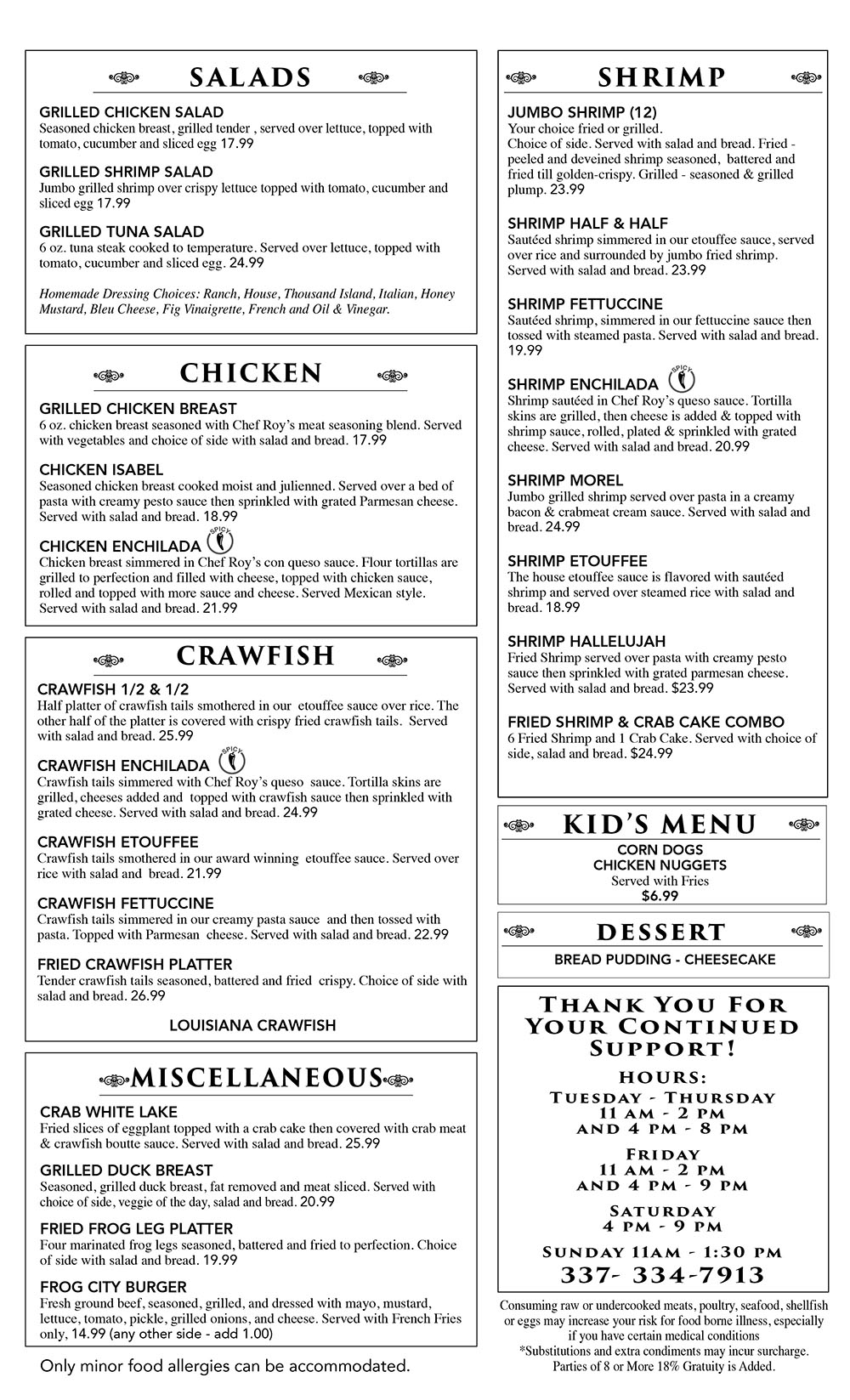 dinner menu 2